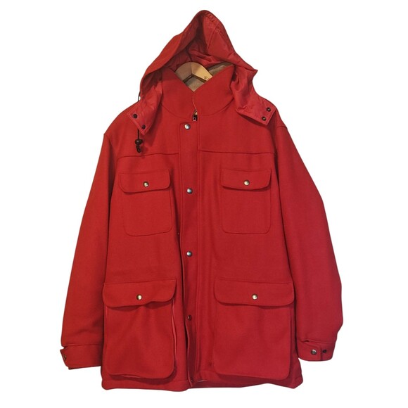 VTG Pendleton Mackinaw Jacket Men's Med Red Wool Hooded Thinsulate USA Hunting - Picture 1 of 16